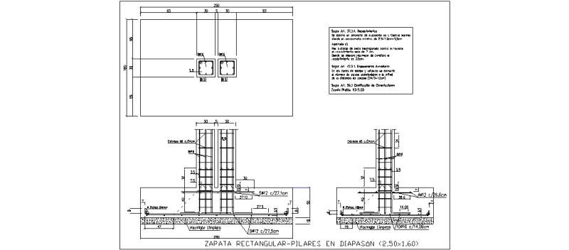AutoCAD のダイアパソン柱を使用した長方形の基礎 | CADライブラリ