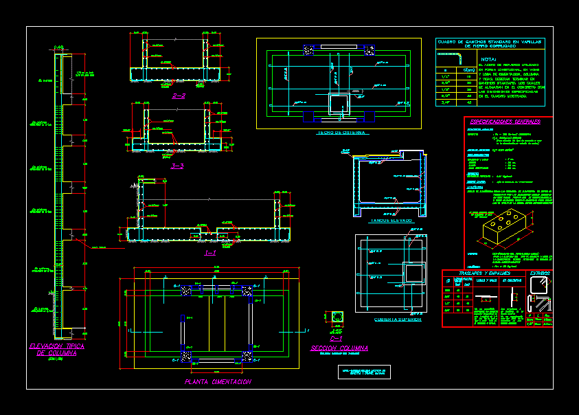 Estructura De Una Cisterna Y Tanque Elevado En AutoCAD | Librería CAD