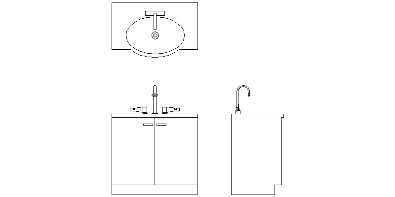 Washbasin Cabinet, Complete Views In AutoCAD | CAD library