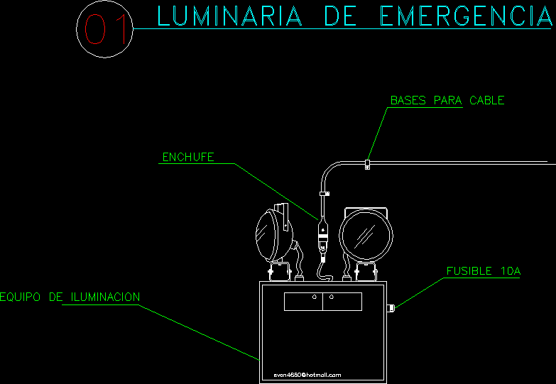 equipamento de iluminação de emergência