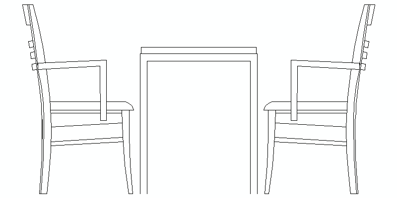 Tisch mit zwei Stühlen in Seitenansicht