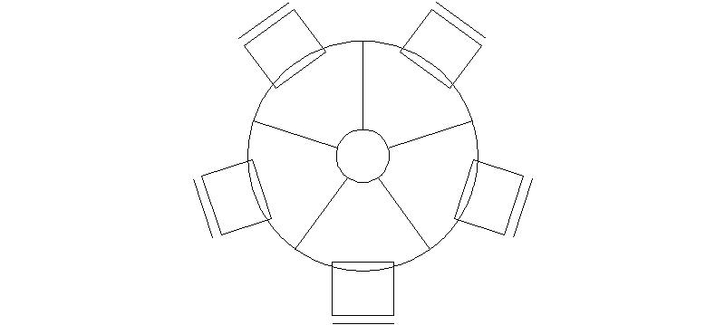Table Circulaire Avec Cinq Chaises