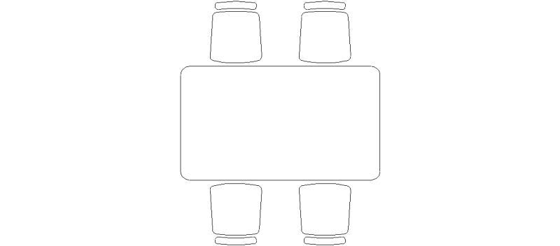 Rechteckiger Tisch mit 4 Stühlen-Mod 6