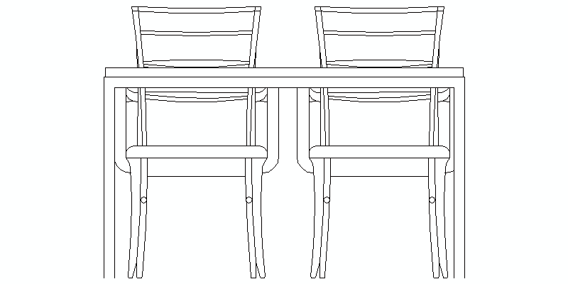 Mesa com duas cadeiras em elevação frontal