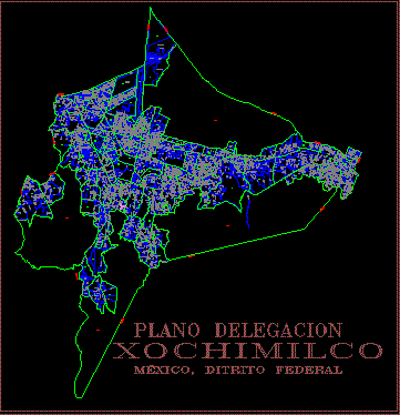Carte de la délégation Xochimilco