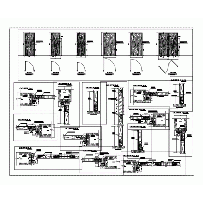 Piano di dettagli costruttivi di porte in legno