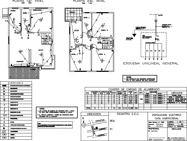 receta metodología lecho Plano Electrico - Casa En AutoCAD | Librería CAD
