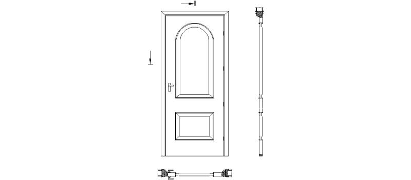 Elevations and sections of the interior door of 0,83x2,03 m