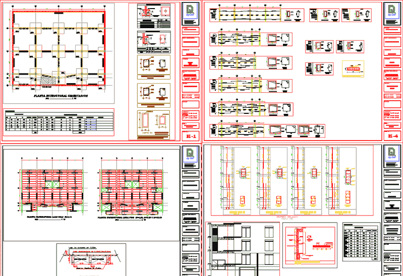Plan de structure d'un immeuble de 4 étages