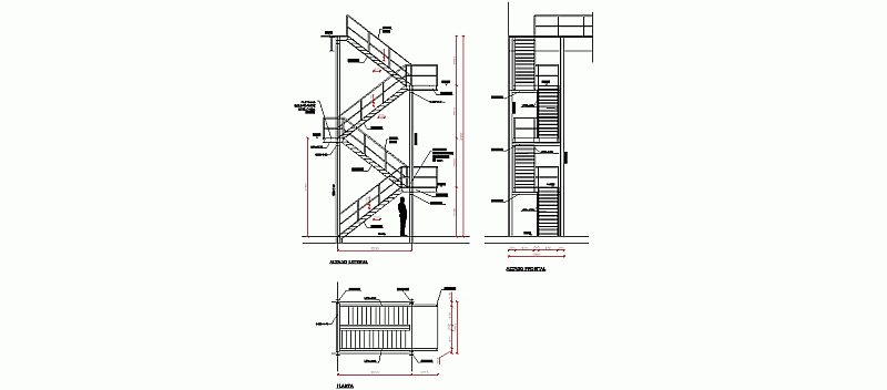 Metallische Treppe mit 4 Abschnitten